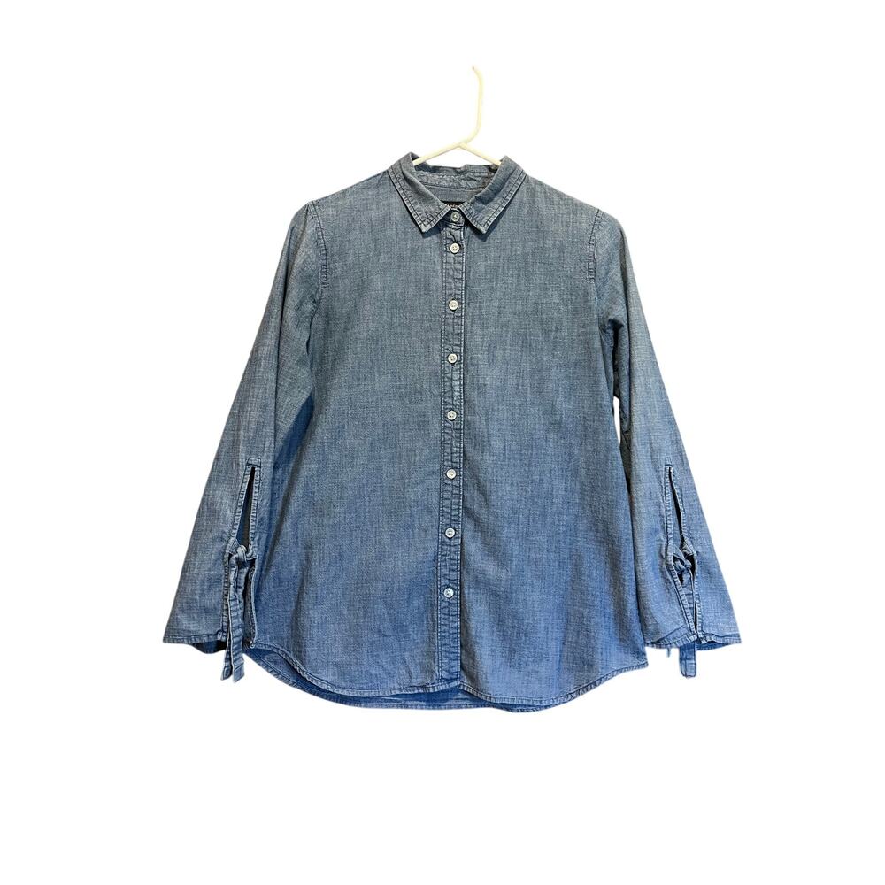 Banana Republic Chambray Shirt Women's Small 100% Cotton Button Down Denim Top